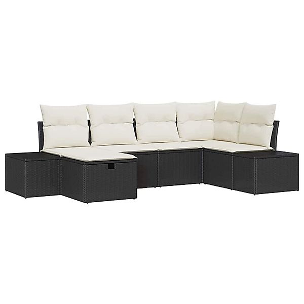 vidaXL 6-Teiliges Gartensofa-Set mit Kissen aus Schwarzem Poly Rattan 33593 günstig online kaufen