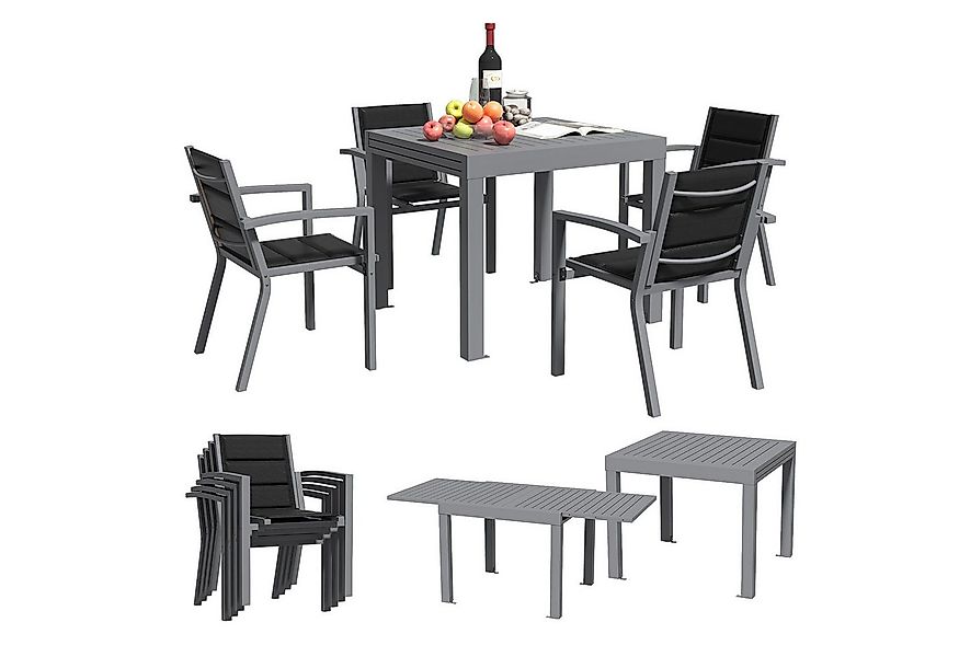 HOMALL Gartentisch Garten-Essgruppe 160/260cm Aluminium Ausziehtisch und Ga günstig online kaufen