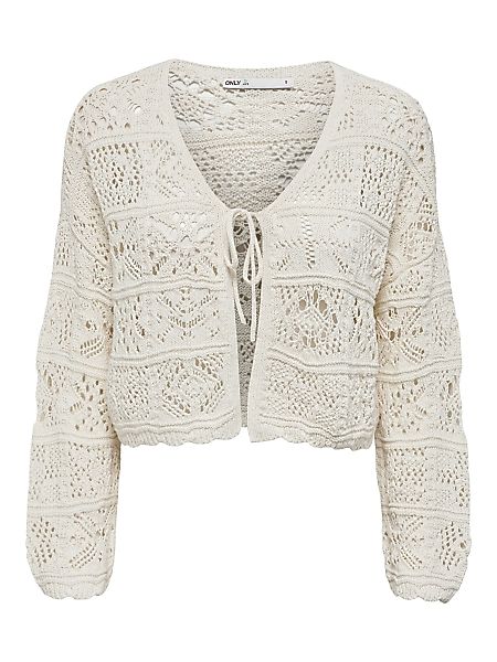 ONLY Cardigan Weiche Häkelstrickjacke mit Schnürung günstig online kaufen