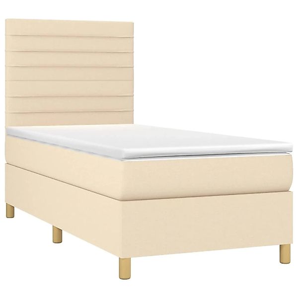 vidaXL Boxspringbett mit Matratze & LED Creme 90x200 cm Stoff 3135490 günstig online kaufen