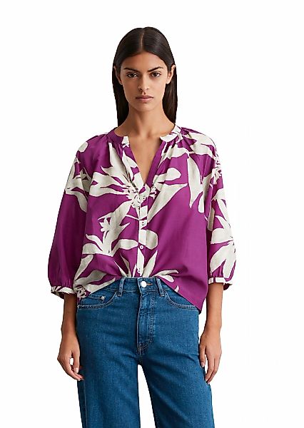 Marc OPolo Druckbluse, V-Ausschnitt und Raffung, Print günstig online kaufen