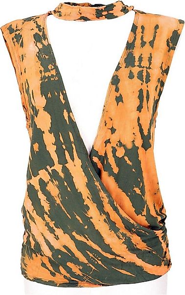 Guru-Shop T-Shirt Batik Hippie T-Shirt mit Halsband - olivgrün Festival, Et günstig online kaufen