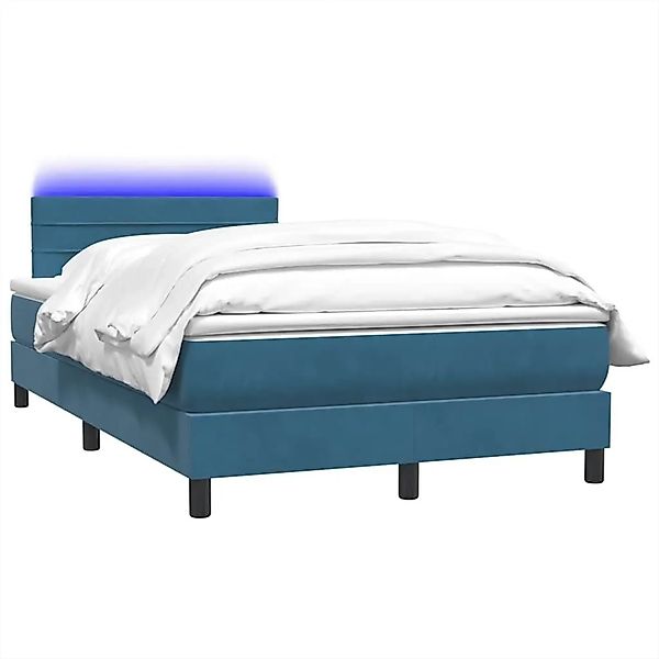 vidaXL Boxspringbett mit Matratze & LED Dunkelblau 120x210 cm Samt 3316975 günstig online kaufen