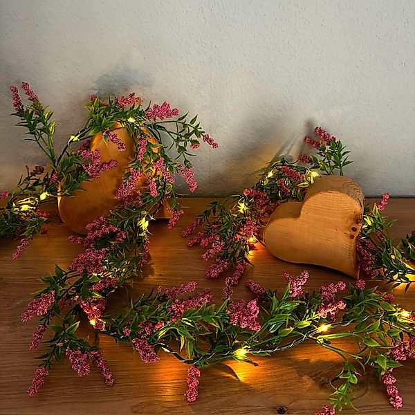Kunstgirlande Blumengirlande mit LED-Lichterkette aus künstlichen günstig online kaufen