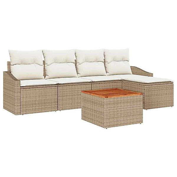 vidaXL Garten-Sofa-Set 6-Tlg Beige Weiß 3356489 günstig online kaufen