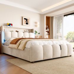 Merax Polsterbett (1-tlg), Hydraulisches Stauraumbett 140x200cm günstig online kaufen