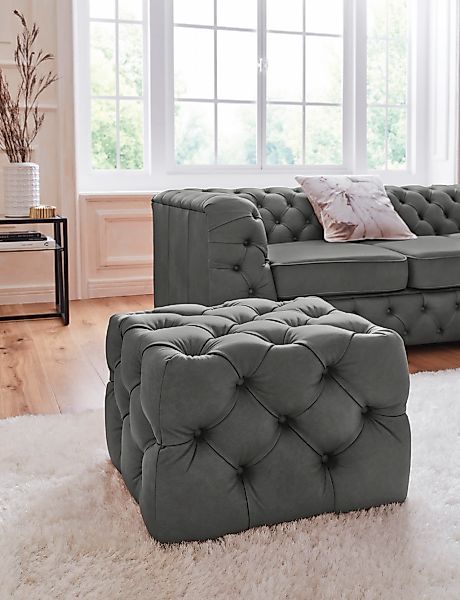 Home affaire Polsterhocker "Kalina", mit klassischer Chesterfield-Knopfheft günstig online kaufen