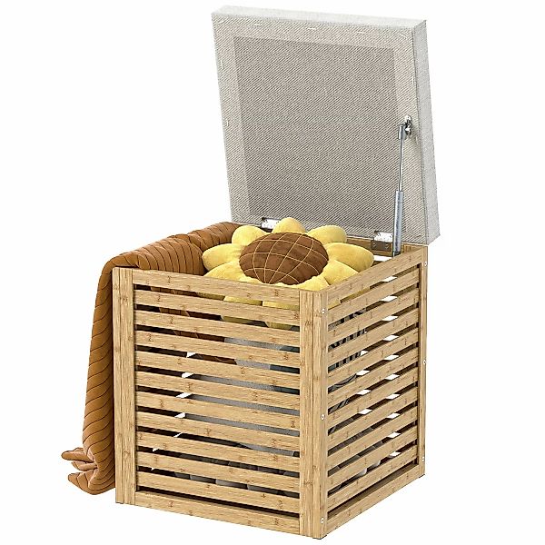 HOMCOM Aufbewahrungsbox, Aufbewahrungshocker mit 54,76 L, lamellenförmiges günstig online kaufen
