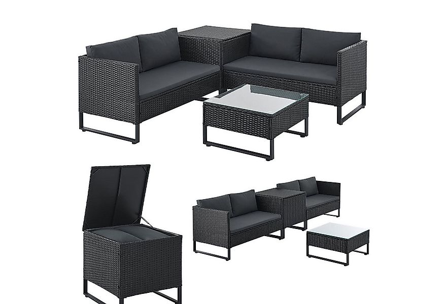 Juskys Gartenlounge-Set Santorini, (4-tlg), Polyrattan Sitzgruppe mit Beist günstig online kaufen
