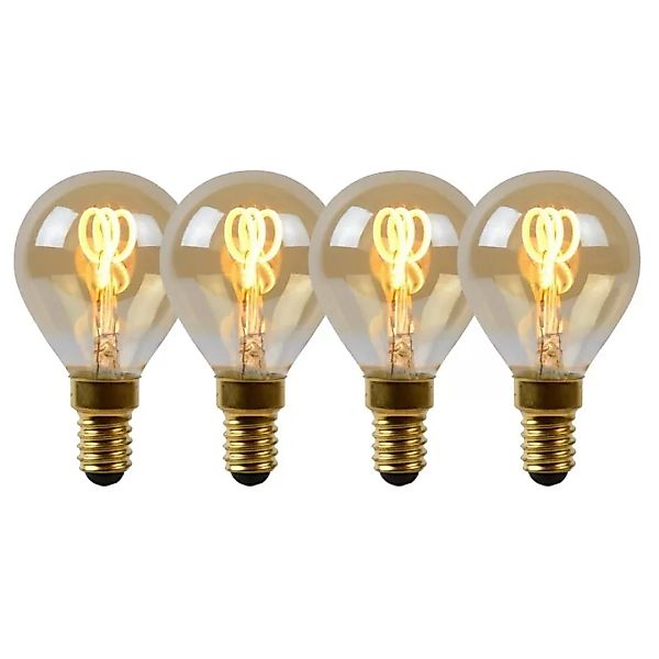 LED Leuchtmittel E14 Tropfen - P45 in Amber 3W 165lm 4er-Pack günstig online kaufen