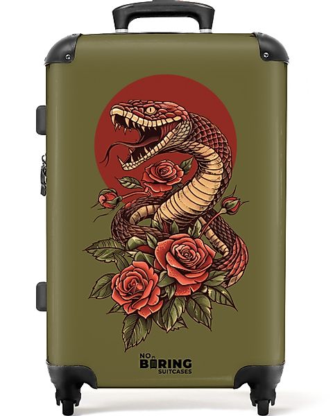 NoBoringSuitcases.com© Hartschalen-Trolley Grün mit Schlange und günstig online kaufen