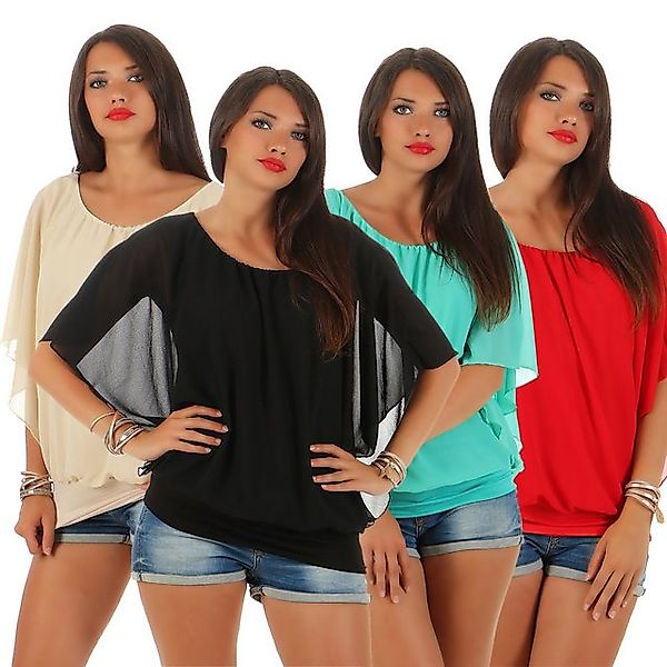 CLEO STYLE Chiffonbluse Damen Bluse 661 36-40 Weiß günstig online kaufen