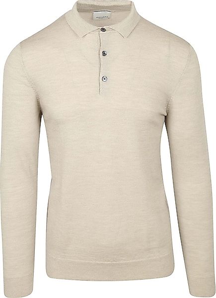 Profuomo Longsleeve Poloshirt Merinowolle Beige - Größe M günstig online kaufen