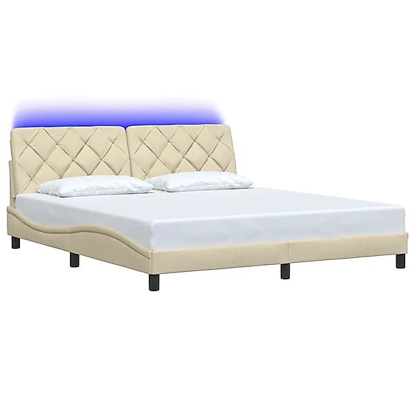 vidaXL Bettgestell mit LED ohne Matratze Creme 180x200 cm Stoff 3310690 günstig online kaufen