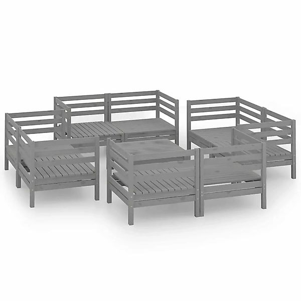 9-tlg. Garten-lounge-set Grau Kiefer Massivholz günstig online kaufen