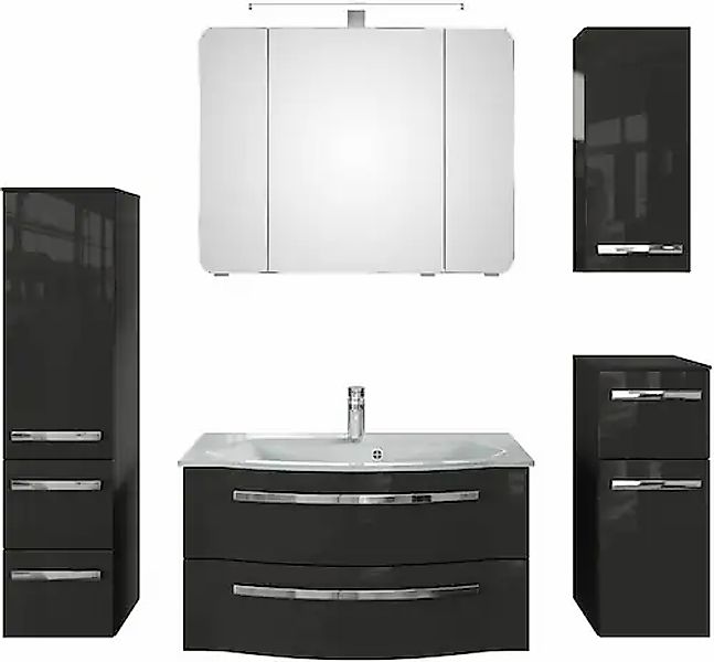 Saphir Badmöbel-Set »Serie 4005, vormontiert, Glaswaschbecken, Spiegelschra günstig online kaufen