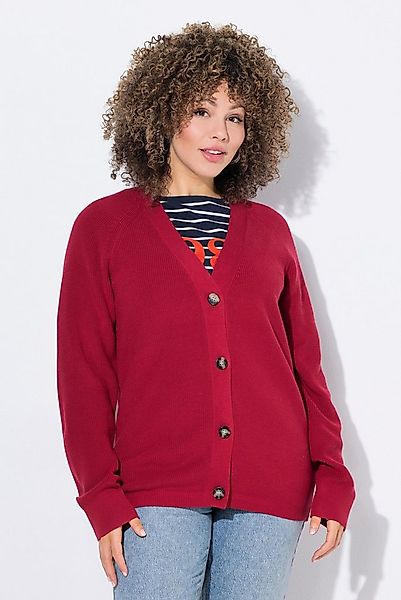Ulla Popken Cardigan Strickjacke Knöpfe V-Ausschnitt Langarm günstig online kaufen