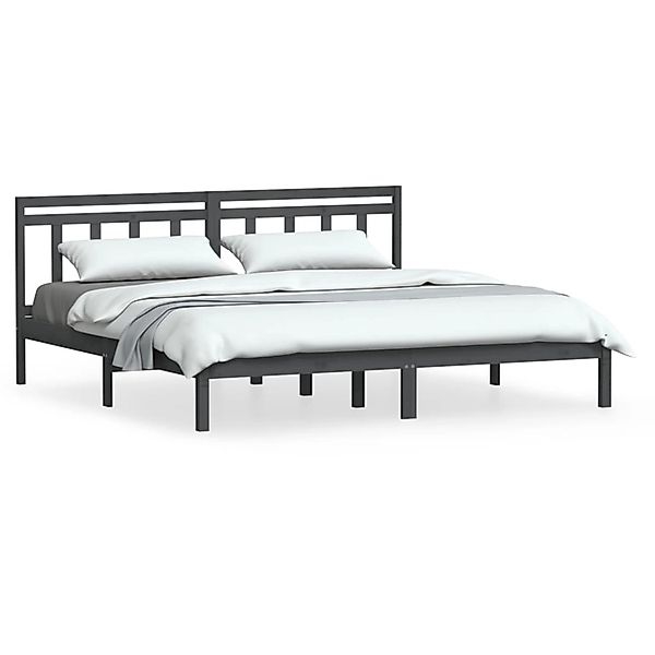 vidaXL Massivholzbett Grau Kiefer 200x200 cm1039484 günstig online kaufen