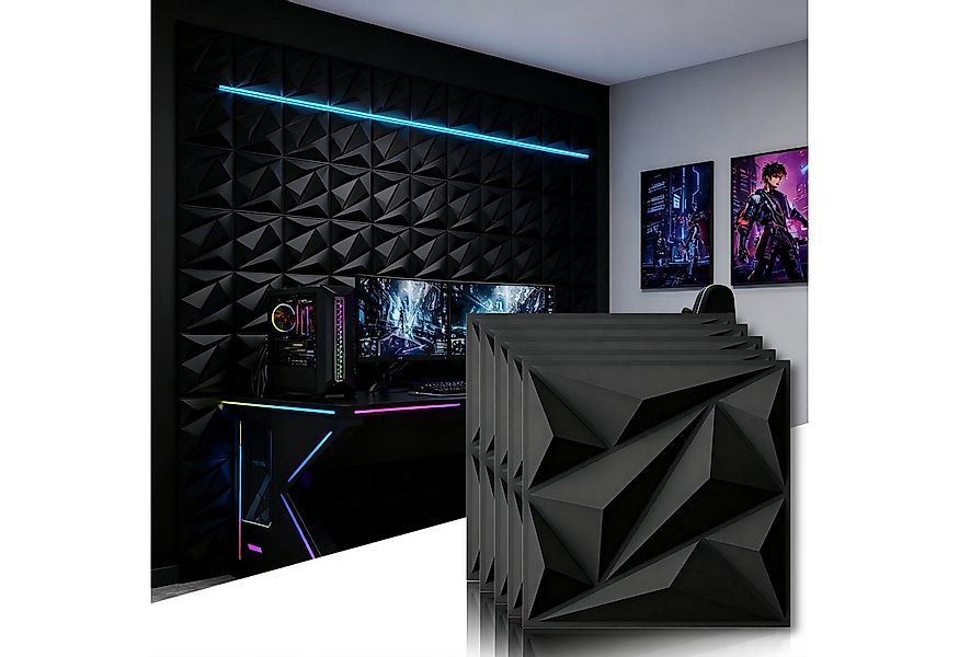 PFCTART 3D Wandpaneel 10 Stück 3D Wandpaneele Diamant Design – 50 × 50 cm P günstig online kaufen