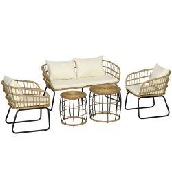 Outsunny Sitzgruppe Rattan Gartenmöbel-Set mit 2 günstig online kaufen