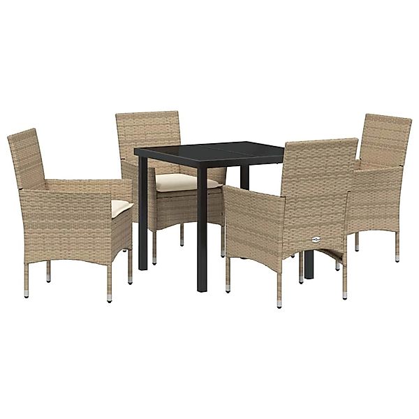 vidaXL Garten Essgruppe mit Kissen 5-Tlg Beige Poly Rattan 3379801 günstig online kaufen