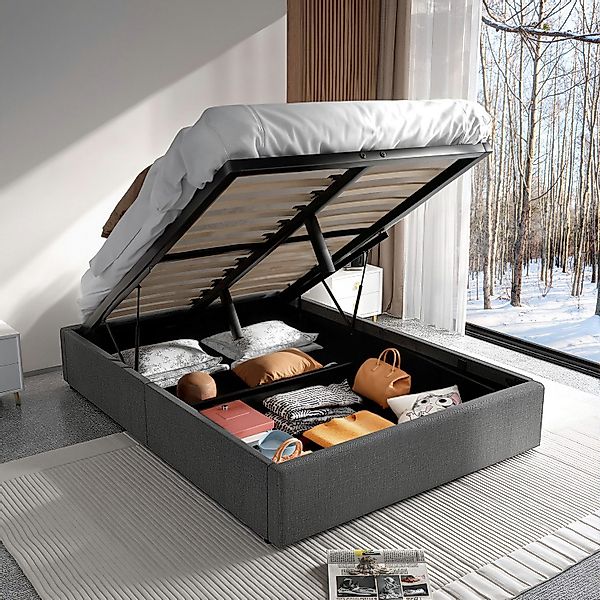 WILGOON Polsterbett Hydraulisches Doppelbett Stauraumbett Leinen günstig online kaufen