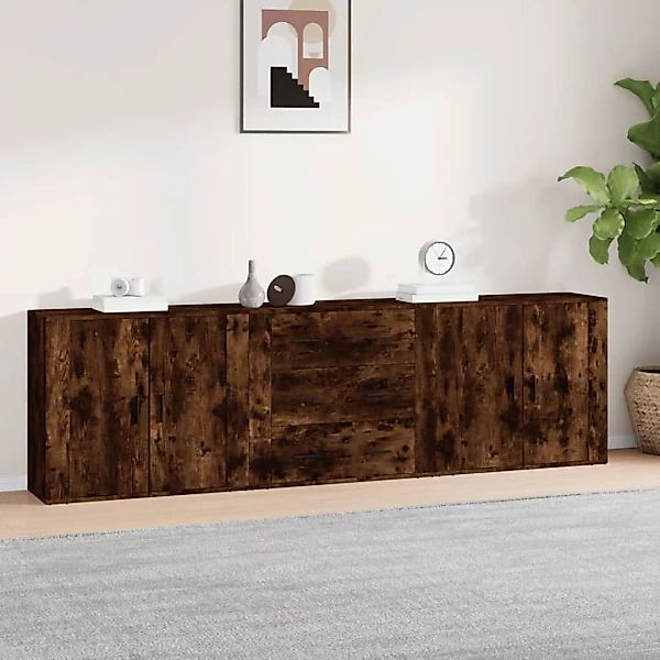 vidaXL Sideboard Sideboards 3 Stk. Räuchereiche günstig online kaufen