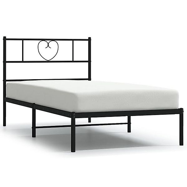 vidaXL Bettgestell, Bettrahmen mit Kopfteil Metall Schwarz 100x190 cm günstig online kaufen