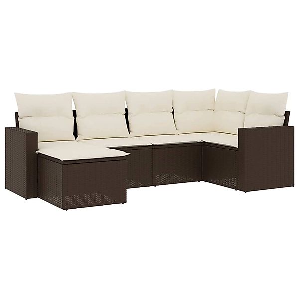 vidaXL 6-Tlg Garten-Sofagarnitur mit Kissen Braun Poly Rattan 3219253 günstig online kaufen