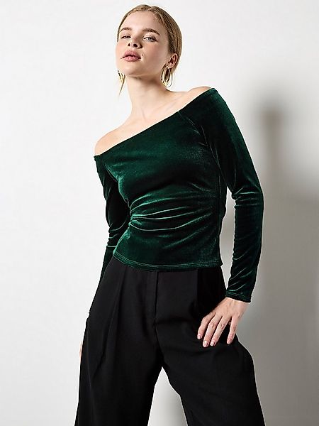 Apricot Langarmshirt Bardot-Top aus Samt günstig online kaufen