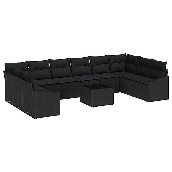 vidaXL Loungesofa 11-teiliges Garten-Esszimmer-Set mit Kissen Beige Poly-Ra günstig online kaufen