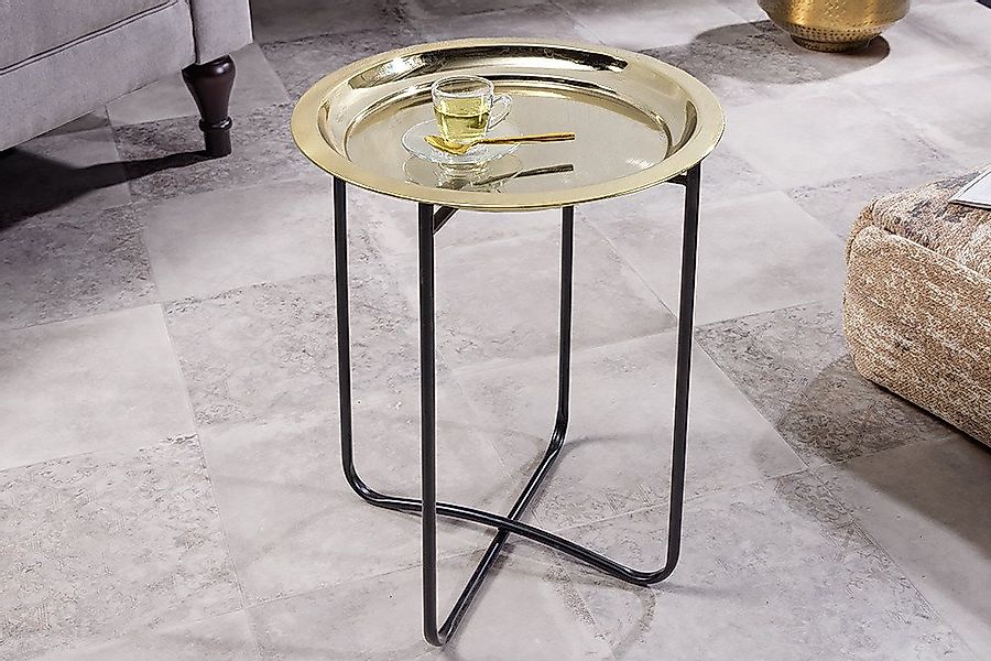 riess-ambiente Beistelltisch CASABLANCA 50cm messing gold / schwarz · Wohnz günstig online kaufen