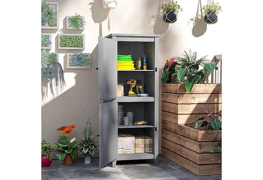 Outsunny Gerätehaus wetterfest, mit Doppeltür, Ablagen, abschließbar, BxT: günstig online kaufen