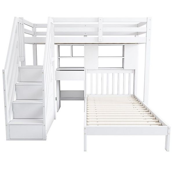 STILVORA Etagenbett 90×200 Kinderbett mit Matratze,Bettgestell mit Schreibt günstig online kaufen