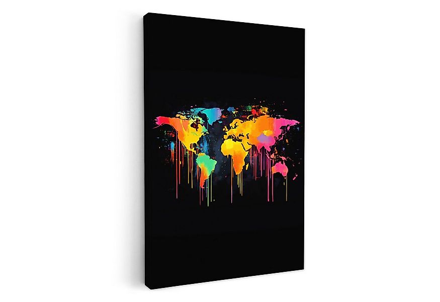 OneMillionCanvasses® Leinwandbild Weltkarte - Farbe - Bunt - Graffiti - Wel günstig online kaufen