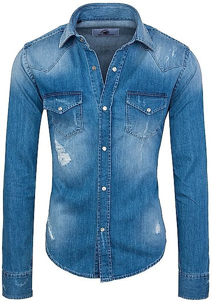 Rock Creek Jeanshemd Herren Jeanshemd Hellblau RC-013 günstig online kaufen