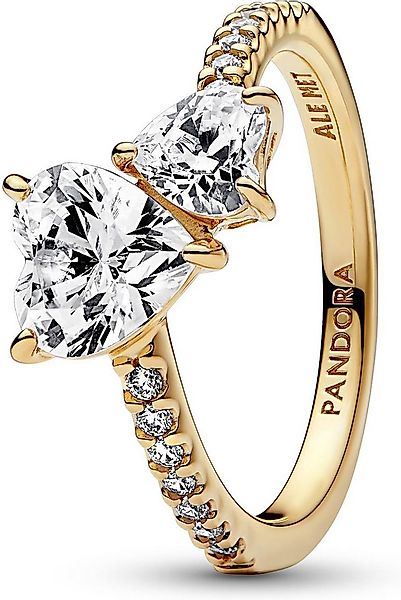 Pandora Fingerring Pandora Doppel-Herz Funkelnder Ring 161198C01 Damenring günstig online kaufen