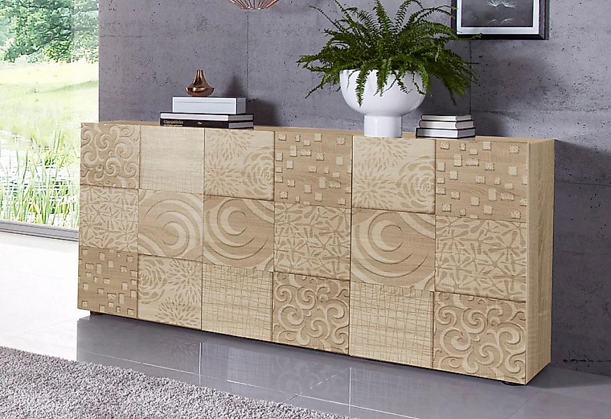 Home affaire Sideboard "Miro" Breite 181 cm mit dekorativem Siebdruck günstig online kaufen