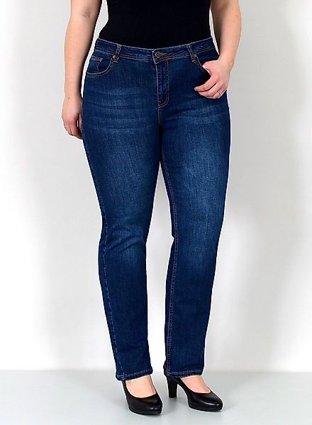 ESRA Straight-Jeans Gerade Schnitt Jeans hoher Bund mit Stretch bis Plus Si günstig online kaufen