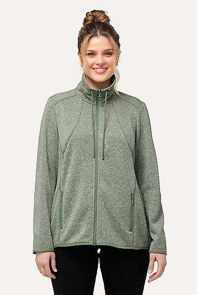 Ulla Popken Sweatjacke Strickfleece-Jacke Rauten Stehkragen Zipptaschen günstig online kaufen
