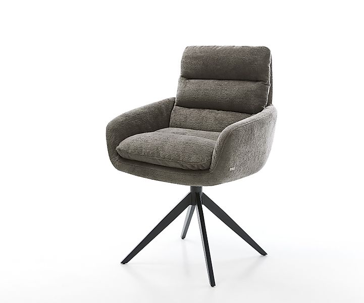 Drehstuhl Abelia-Flex mit Armlehnen Bouclé Soft Schlamm Kreuzgestell breit günstig online kaufen