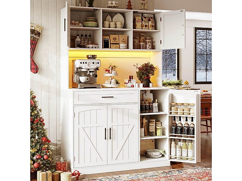 Flieks Küchenbuffet mit LED-Beleuchtung, Steckdose, Schubladen und Türen in günstig online kaufen