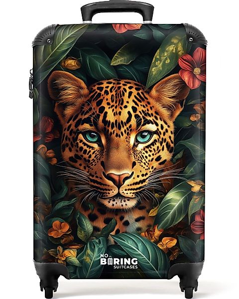 NoBoringSuitcases.com© Hartschalen-Trolley Leopard zwischen tropischen Blum günstig online kaufen