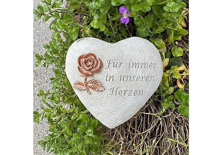 Radami Gartenfigur Grabherz Grabschmuck Grab Herz Spruch - Für immer in uns günstig online kaufen