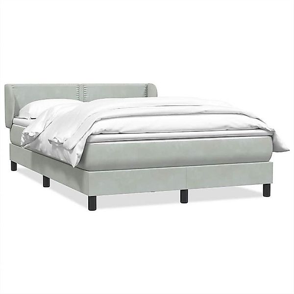 vidaXL Boxspringbett, Boxspringbett mit Matratze Hellgrau 140x220 cm Samt günstig online kaufen