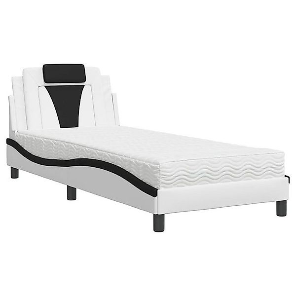 vidaXL Bett Bett "Viana" mit Matratze Weiß und Schwarz 90x200 cm Kunstleder günstig online kaufen