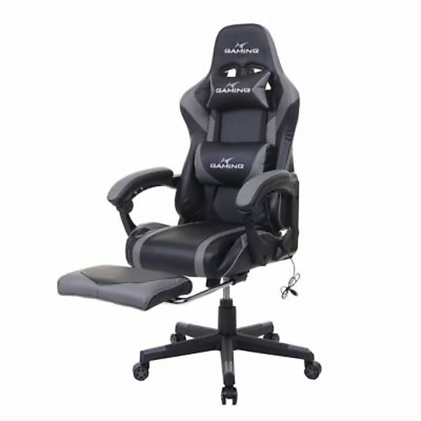 HWC Mendler Bürostuhl mit Fußstütze und USB-Massage schwarz/grau günstig online kaufen