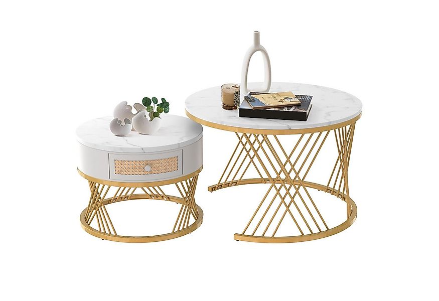 REDOM Couchtisch Satz Marmor Furnier Sofa Seite Nest von Tischen Runde Endt günstig online kaufen