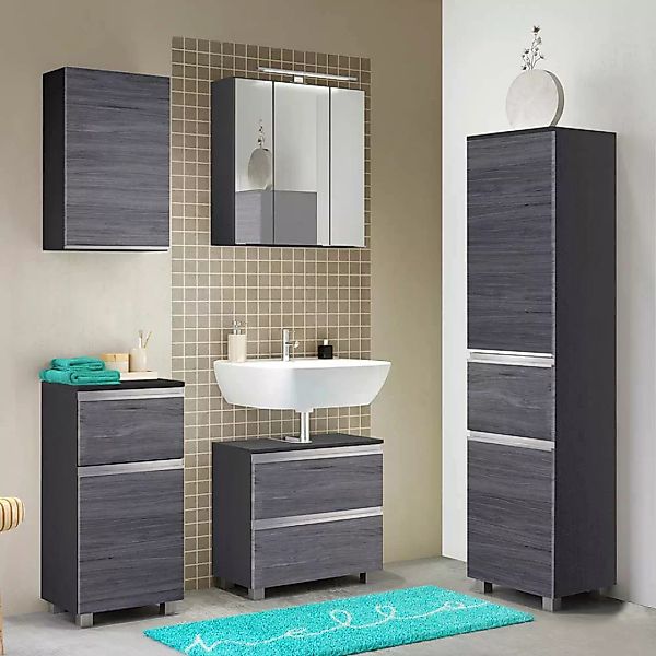 Möbel Set für Badezimmer Eiche Grau Optik (fünfteilig) günstig online kaufen