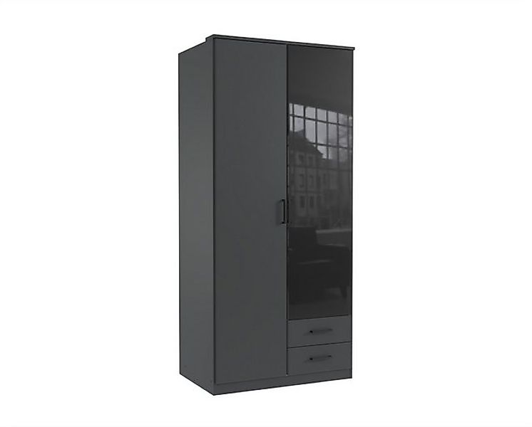 freiraum Drehtürenschrank Soest in GRAPHIT + GLAS SCHWARZ - 90x199x58cm (Bx günstig online kaufen